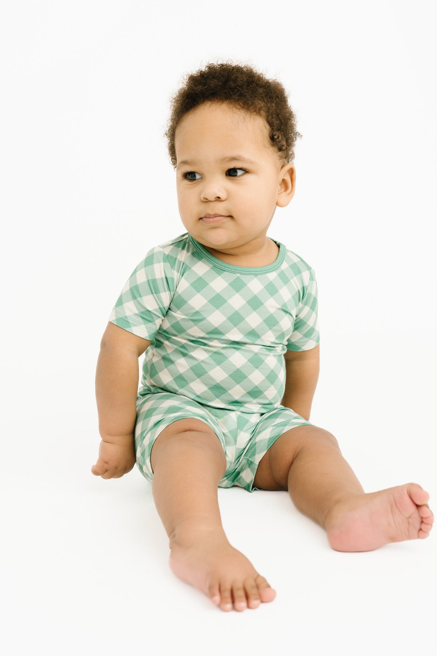 Fern Plaid Bamboo Shorts Set