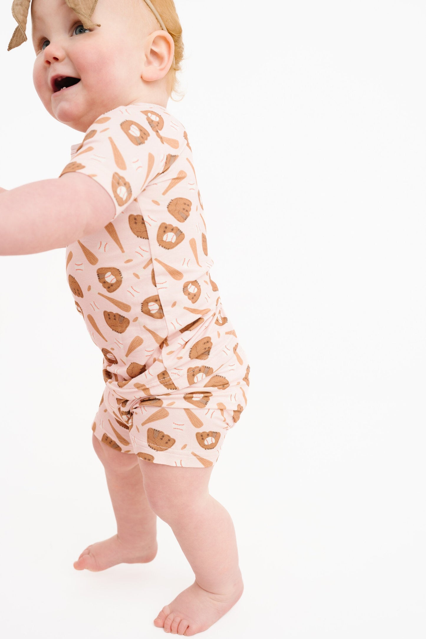 Home Run Pink Bamboo Shorts Set