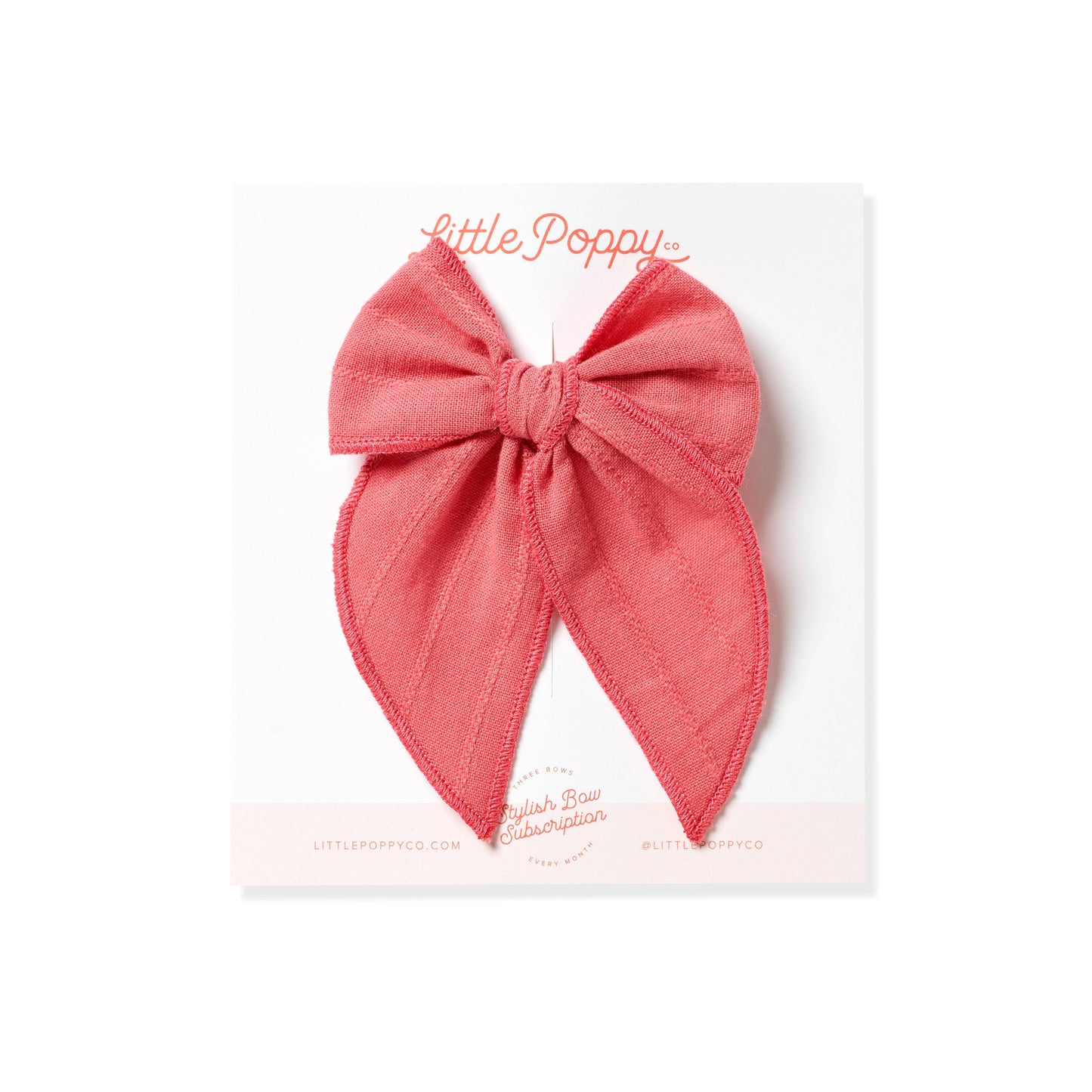 Antique Coral - Embroidered Stripe Claire Bow: Oversized Clip