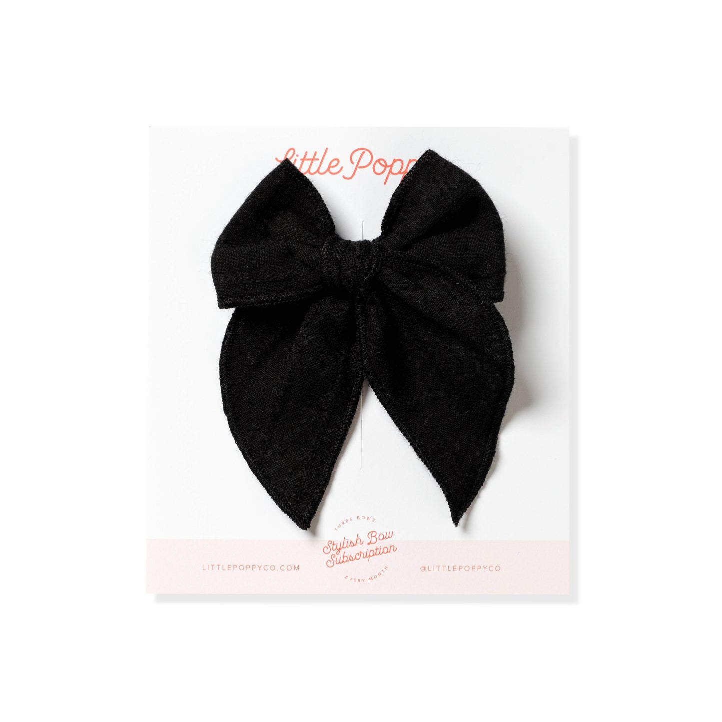 Black - Embroidered Stripe Claire Bow: Oversized Clip