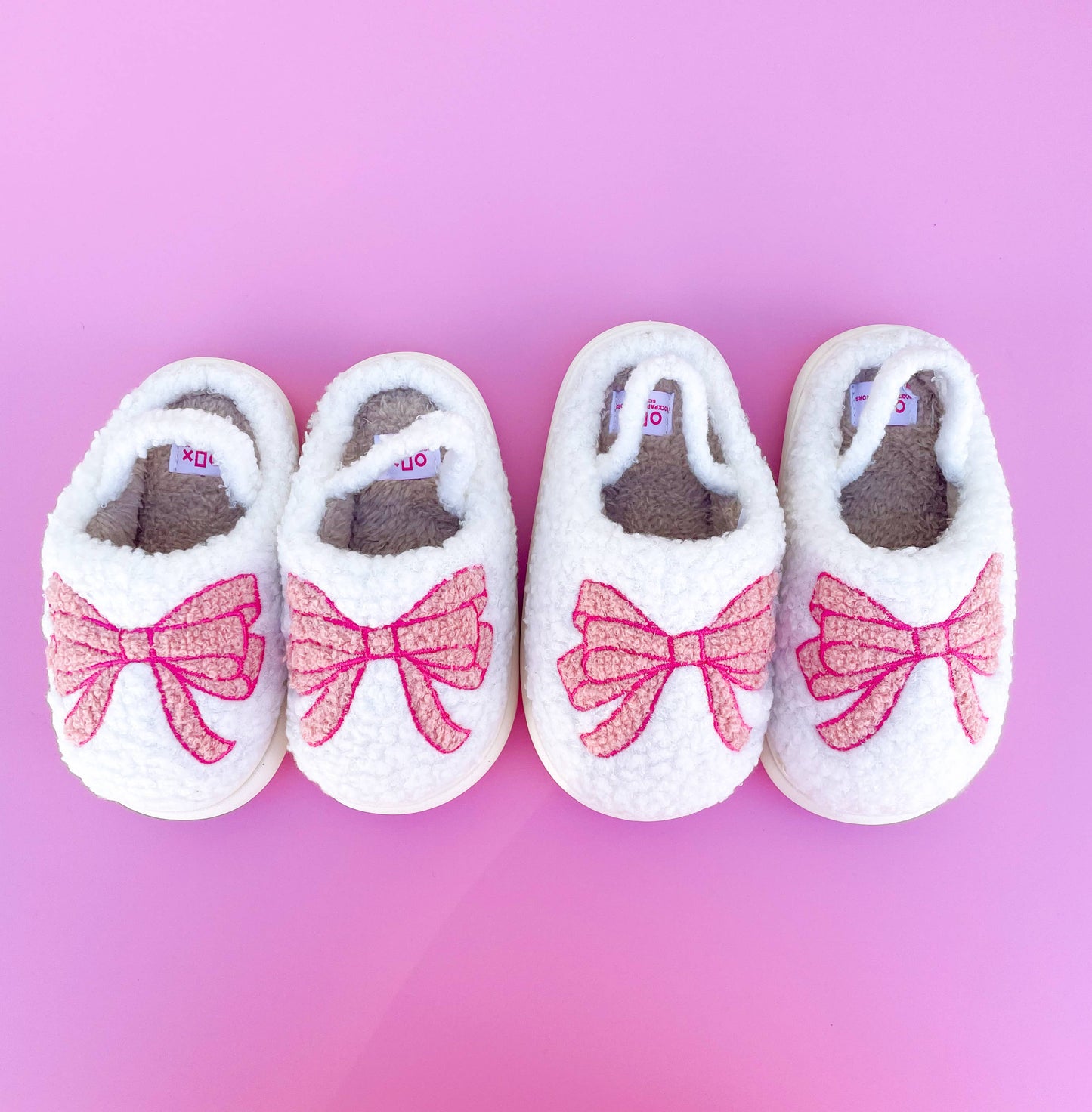 Toddler/Kids Pink Bow Slippers: Small