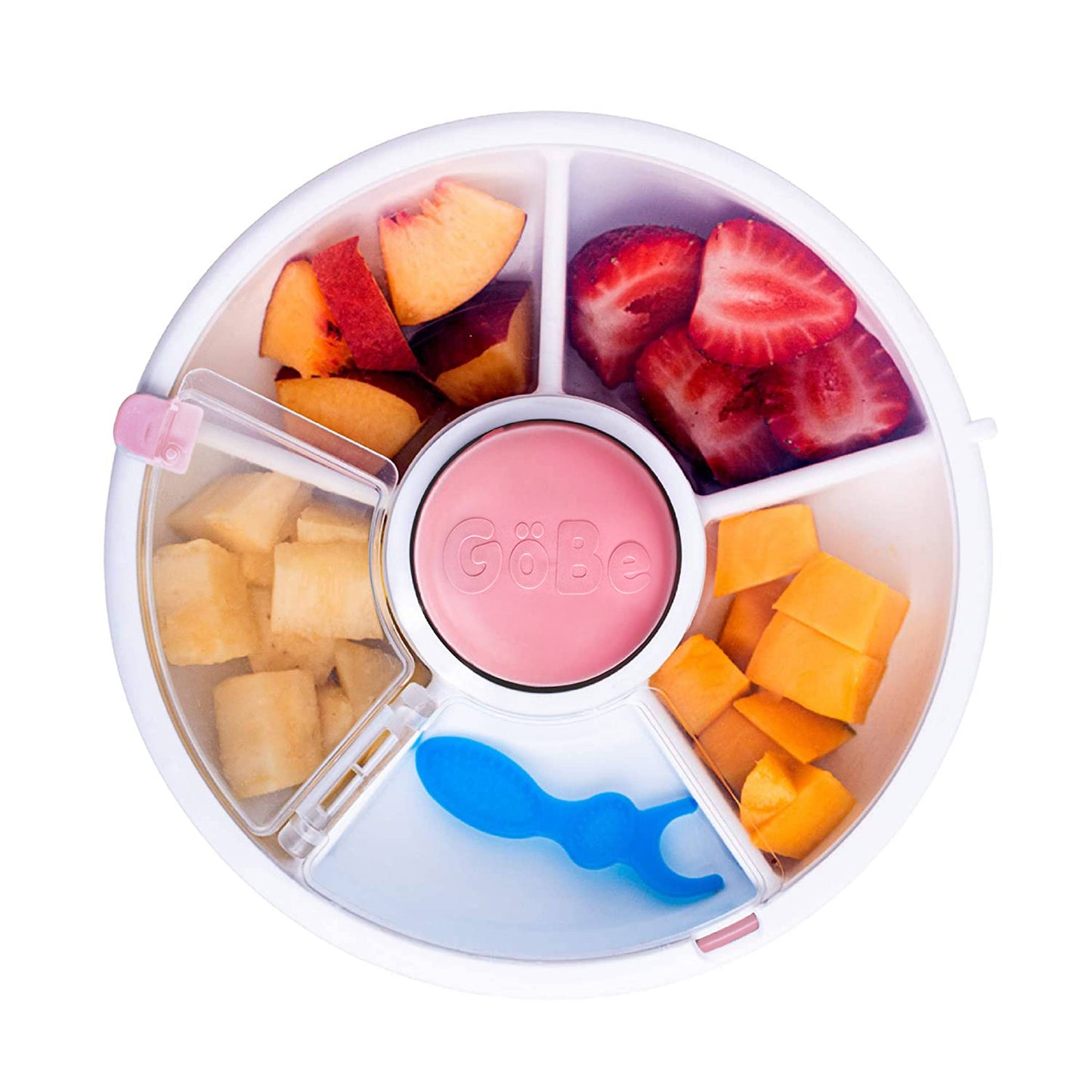 GoBe Kids Original Snack Spinner, Reusable Travel Snack Box: Coral Pink