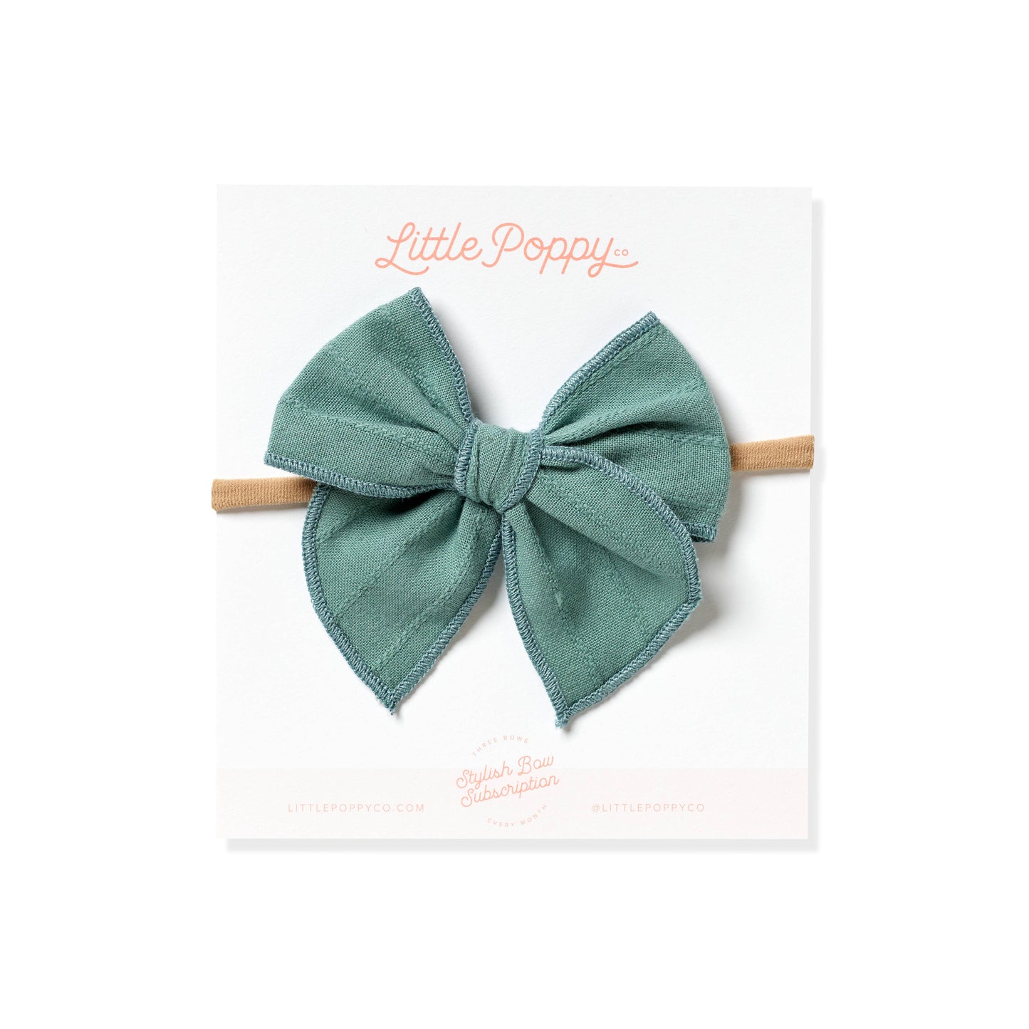 Teal - Embroidered Stripe Claire Bow: Oversized Clip