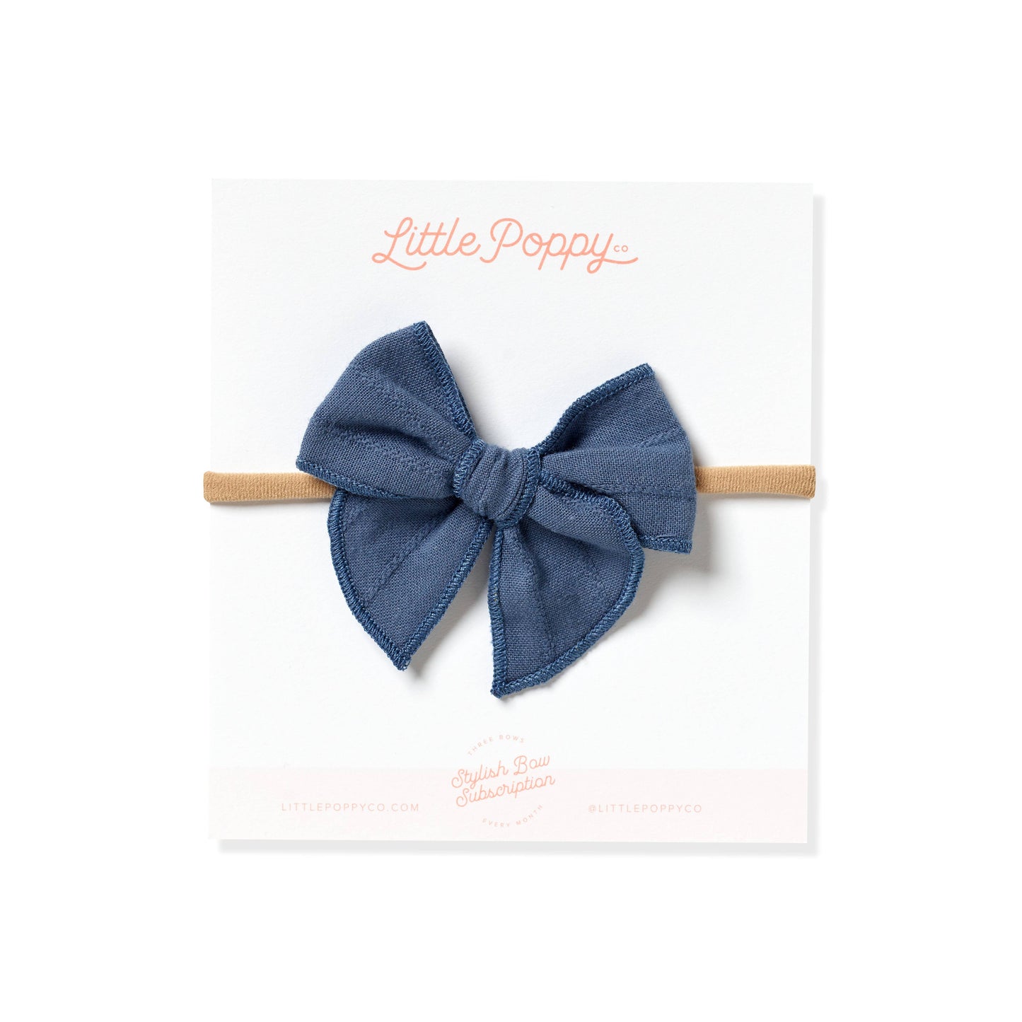 Denim Blue - Embroidered Stripe Claire Bow: Original Nylon