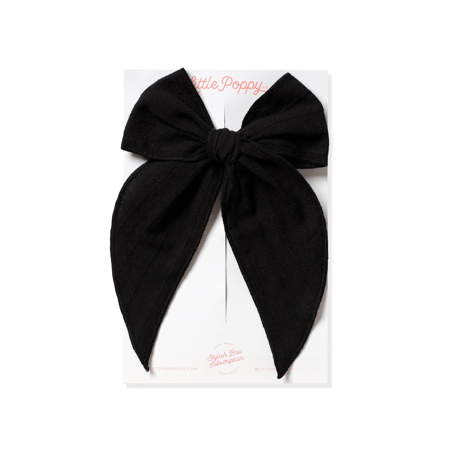 Black - Embroidered Stripe Claire Bow: Oversized Clip