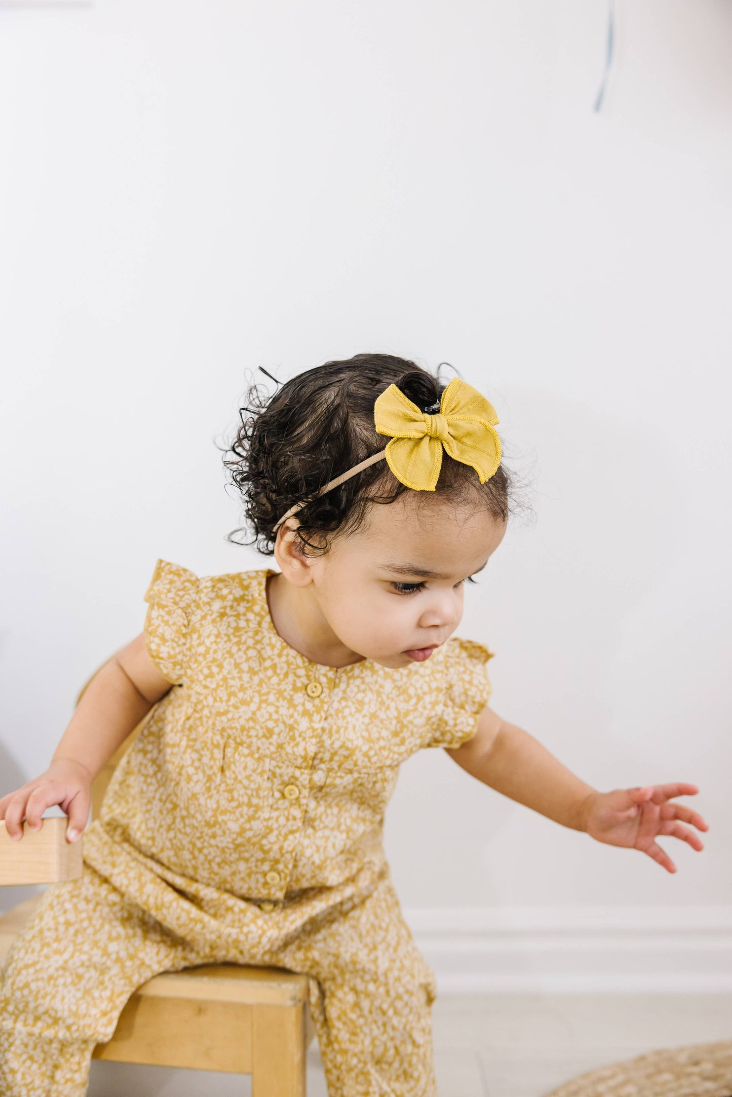 Mustard - Embroidered Stripe Claire Bow: Mini Nylon