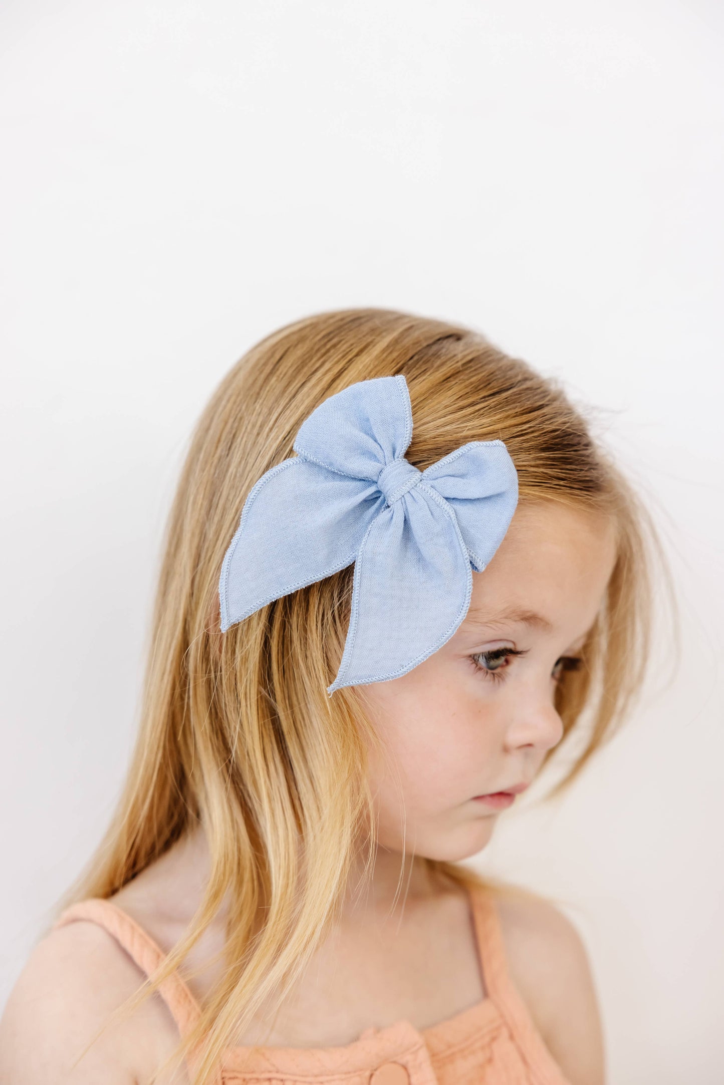 Seersucker Check Claire Bow, Blue: Original Nylon