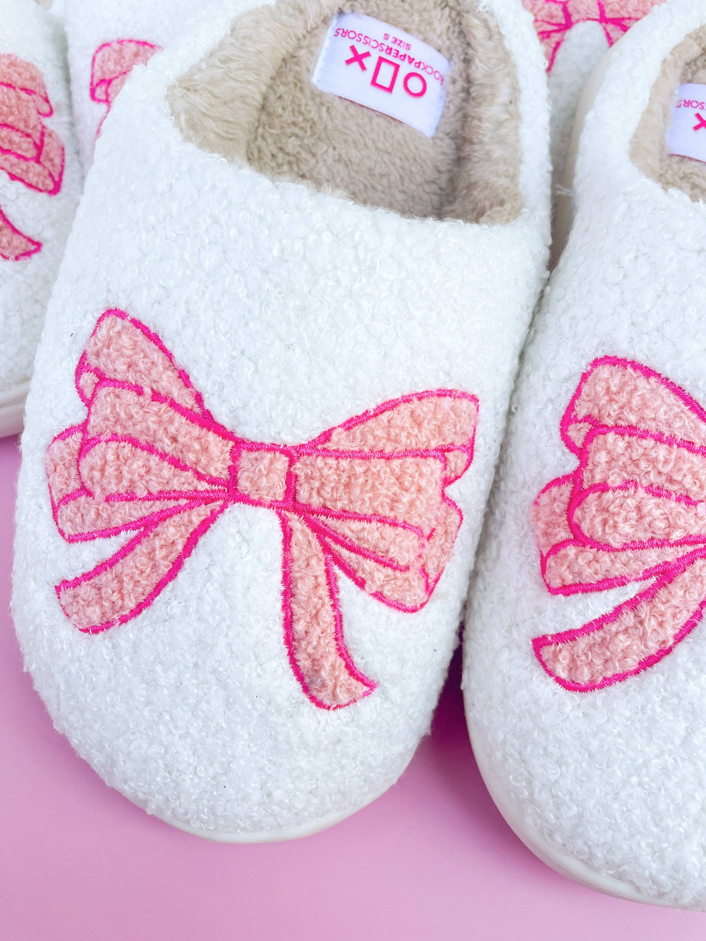 Pink Bow Slippers: Medium