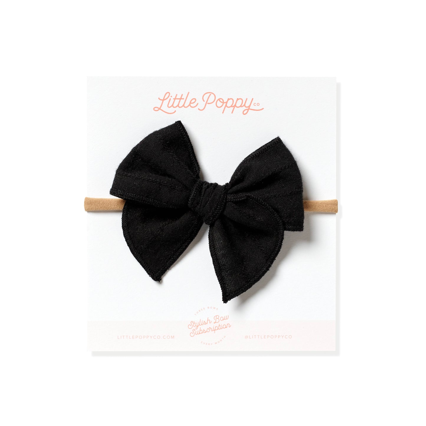 Black - Embroidered Stripe Claire Bow: Oversized Clip