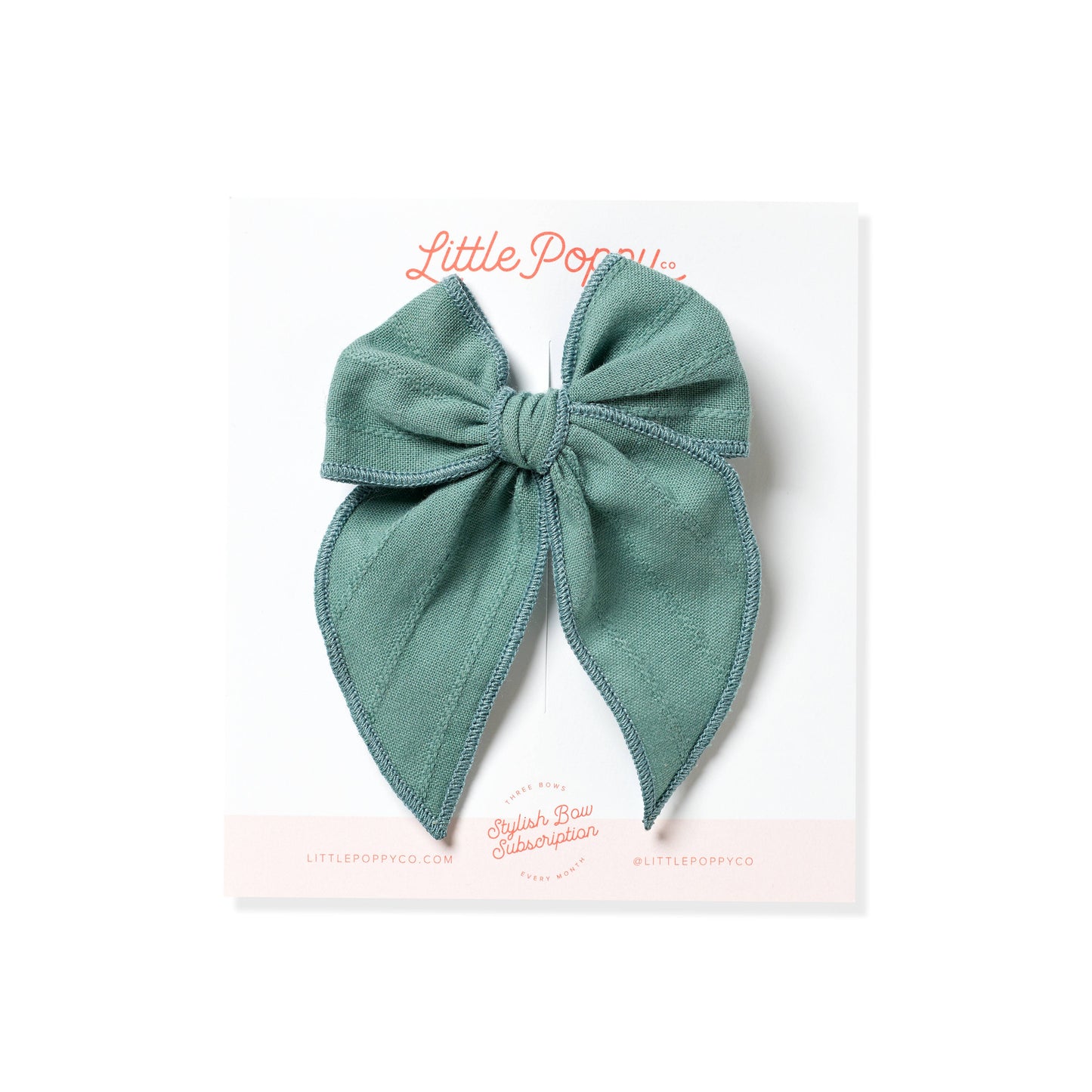 Teal - Embroidered Stripe Claire Bow: Oversized Clip