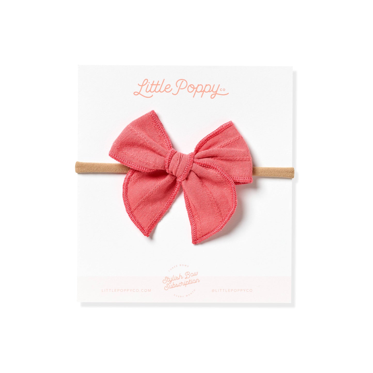 Antique Coral - Embroidered Stripe Claire Bow: Oversized Clip