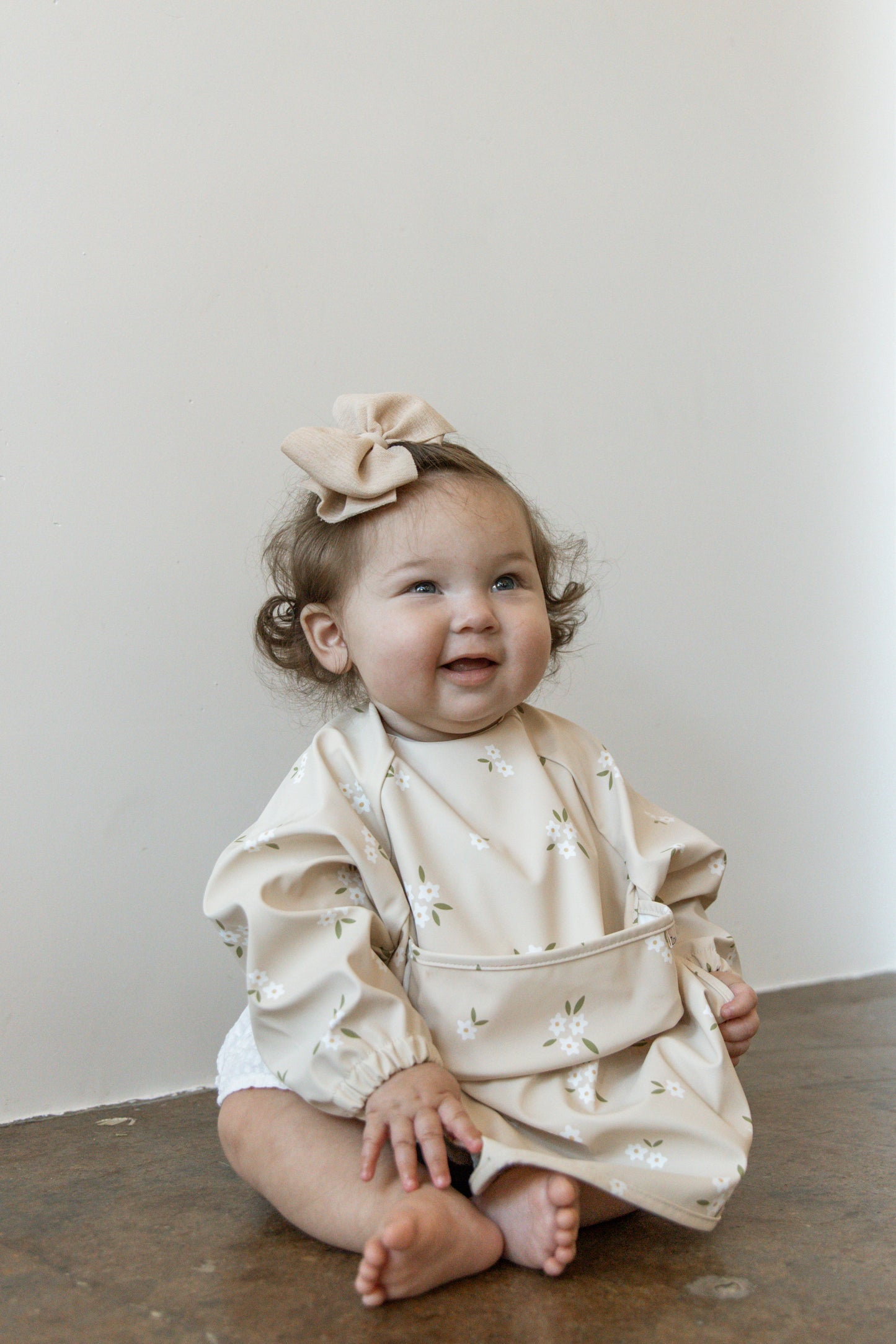 Floral Beige Baby Bib