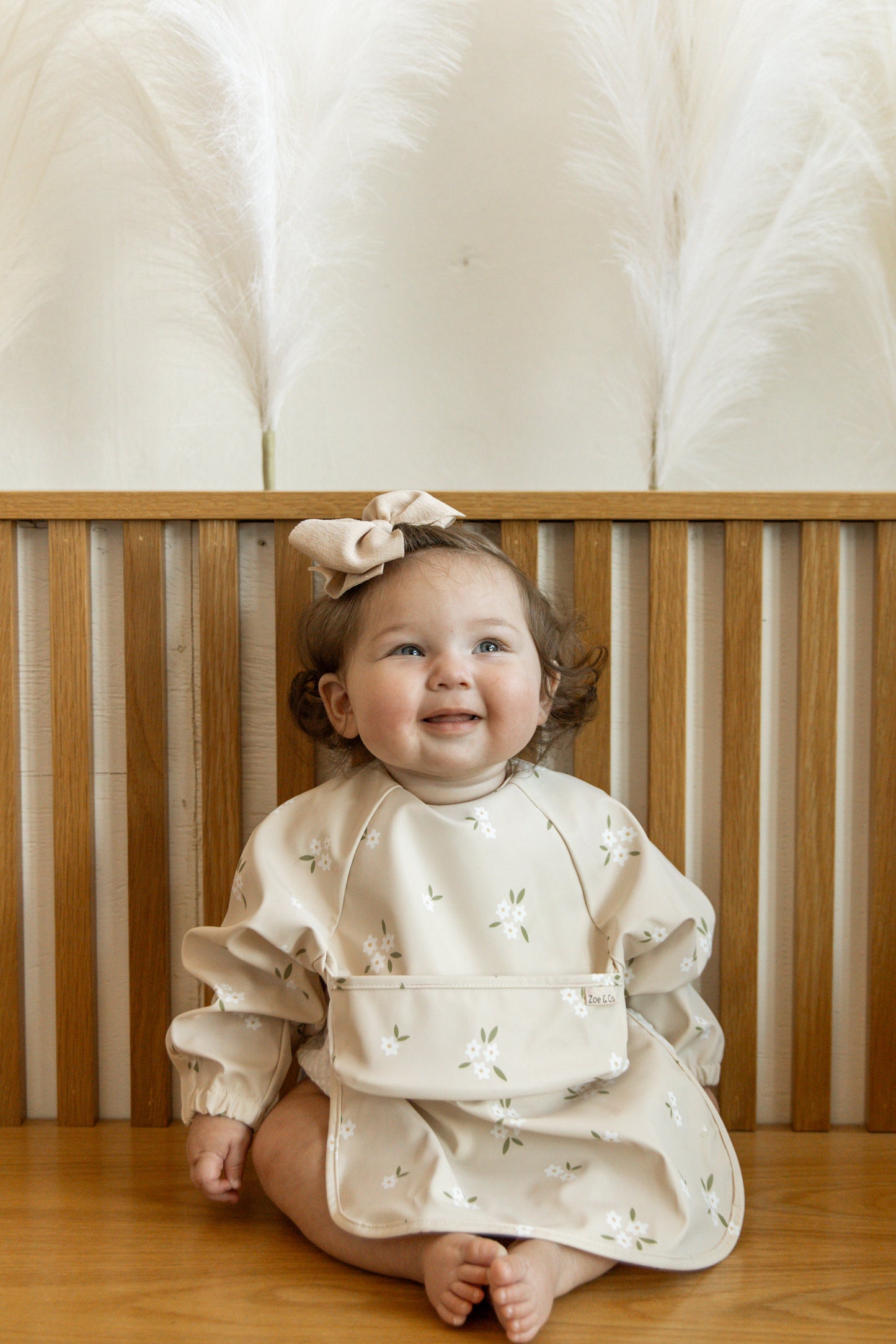 Floral Beige Baby Bib