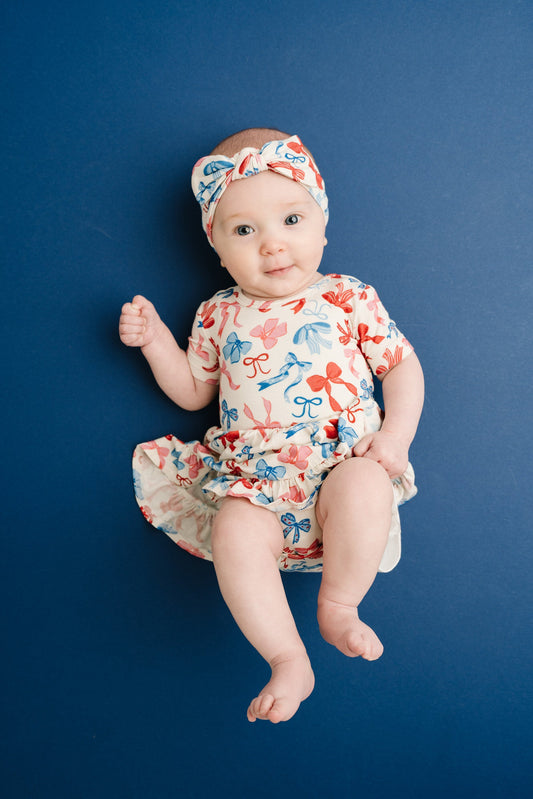 USA Bows Short Sleeve Bodysuit Bamboo Dress