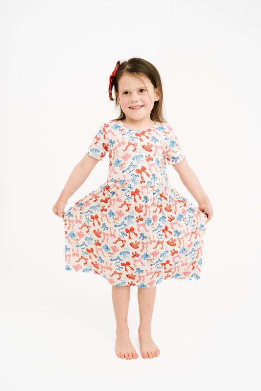 USA Bows Short Sleeve Bamboo Dress