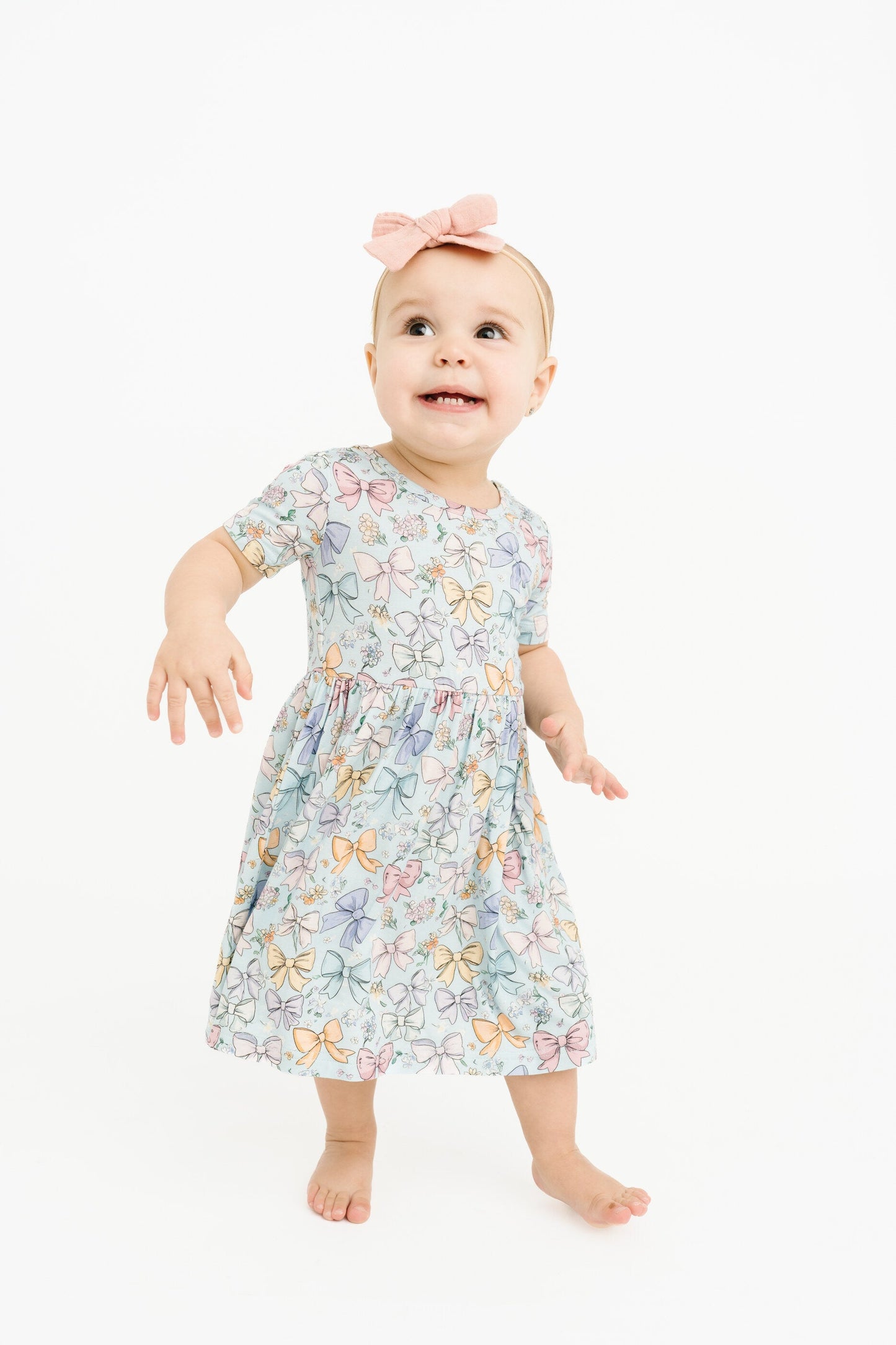 Spring Bows Short Sleeve Bamboo Dress