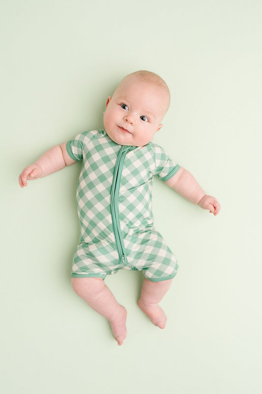 Fern Plaid Bamboo Short Romper