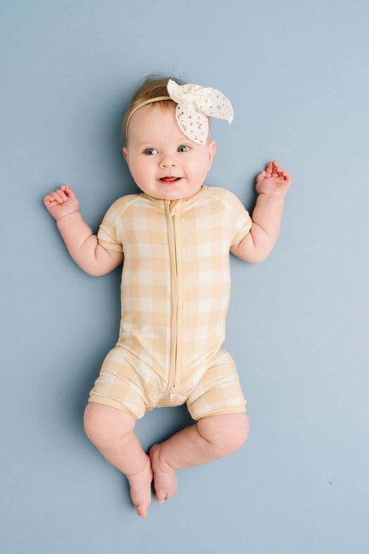 Desert Plaid Bamboo Short Romper