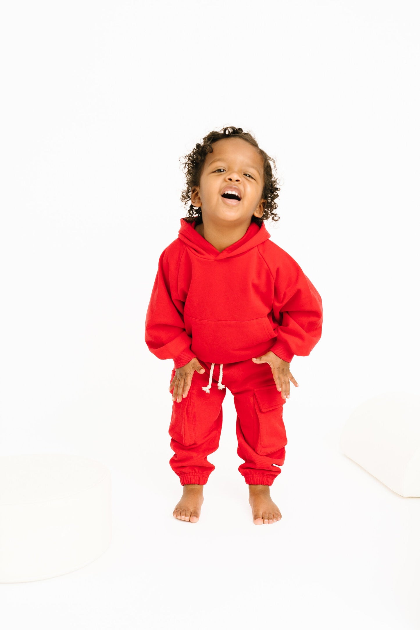 Red Cargo Hoodie Set