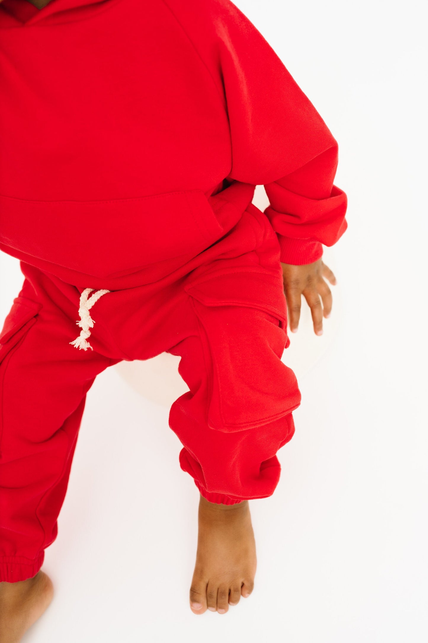 Red Cargo Hoodie Set