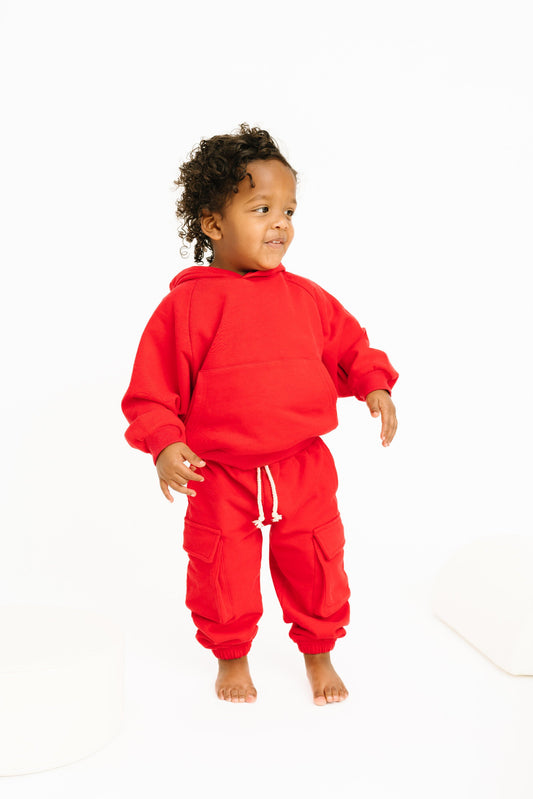 Red Cargo Hoodie Set