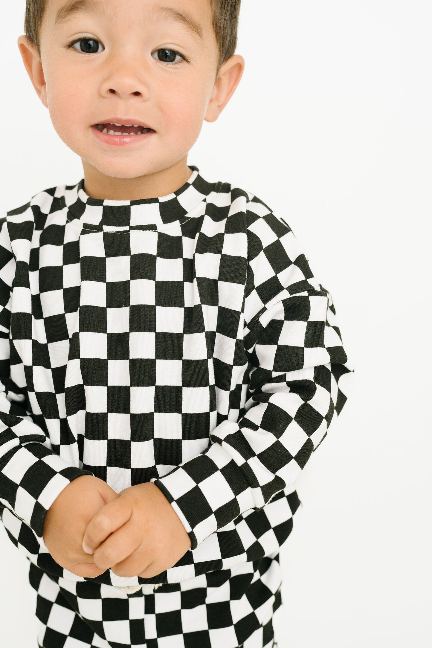 Black Checkered Crewneck Set