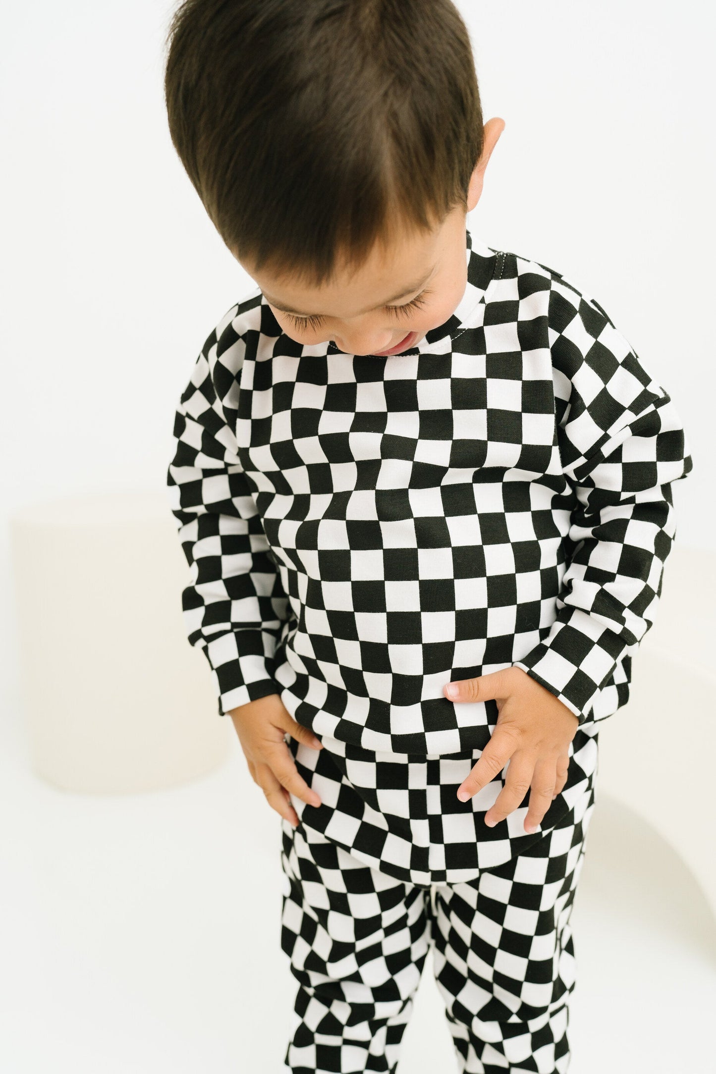 Black Checkered Crewneck Set