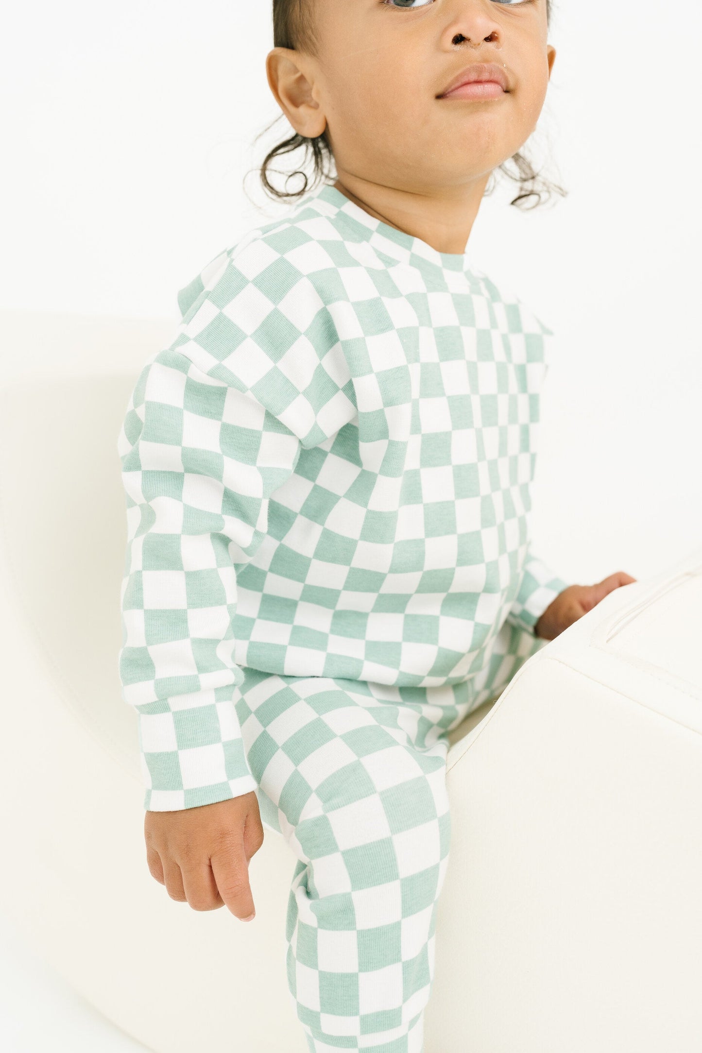 Seafoam Checkered Crewneck Set