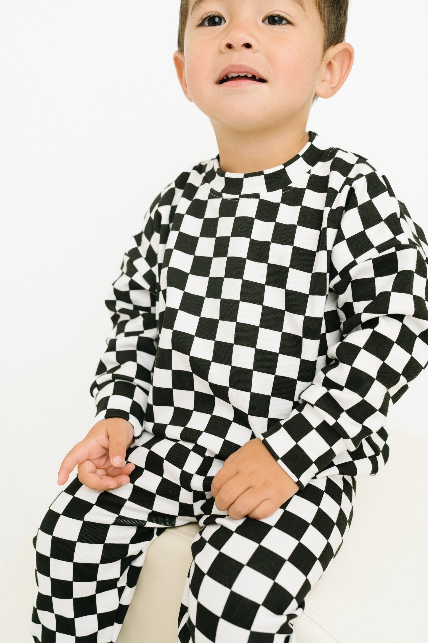 Black Checkered Crewneck Set