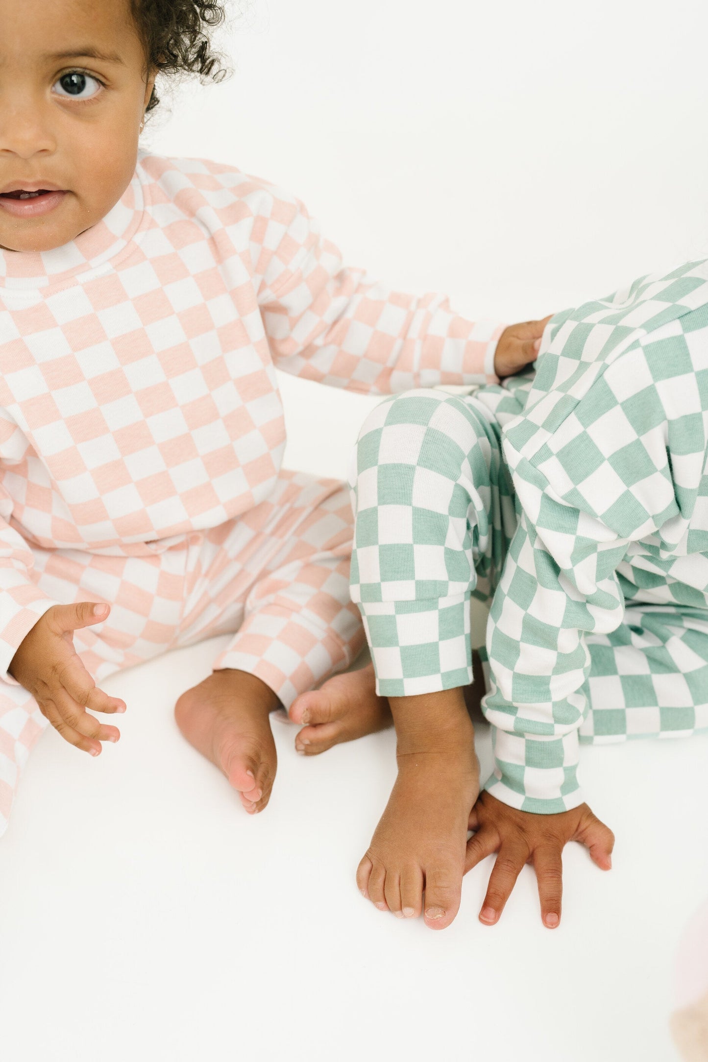 Seafoam Checkered Crewneck Set