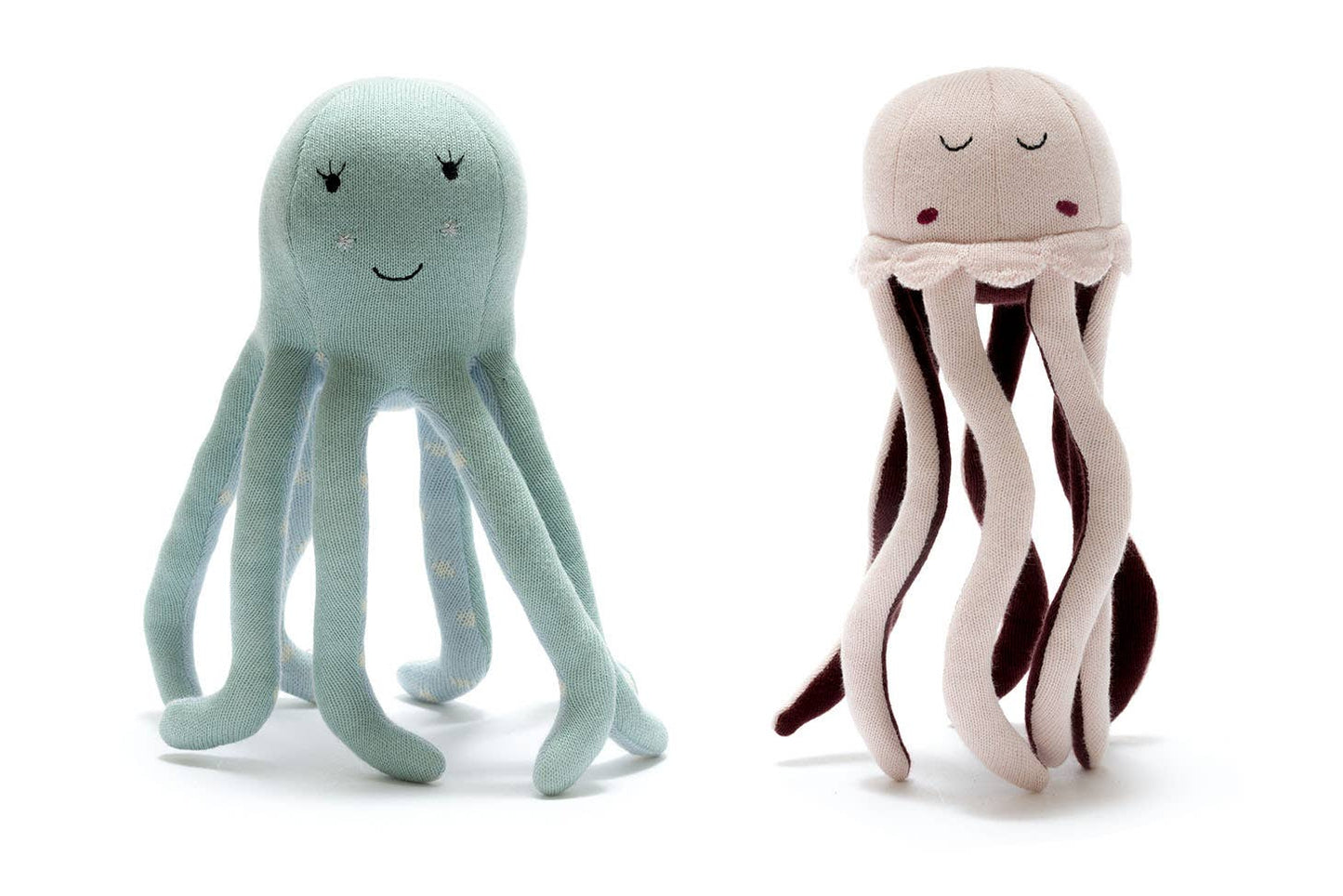 Tactile Knitted Organic Cotton Sea Green Octopus Plush Toy