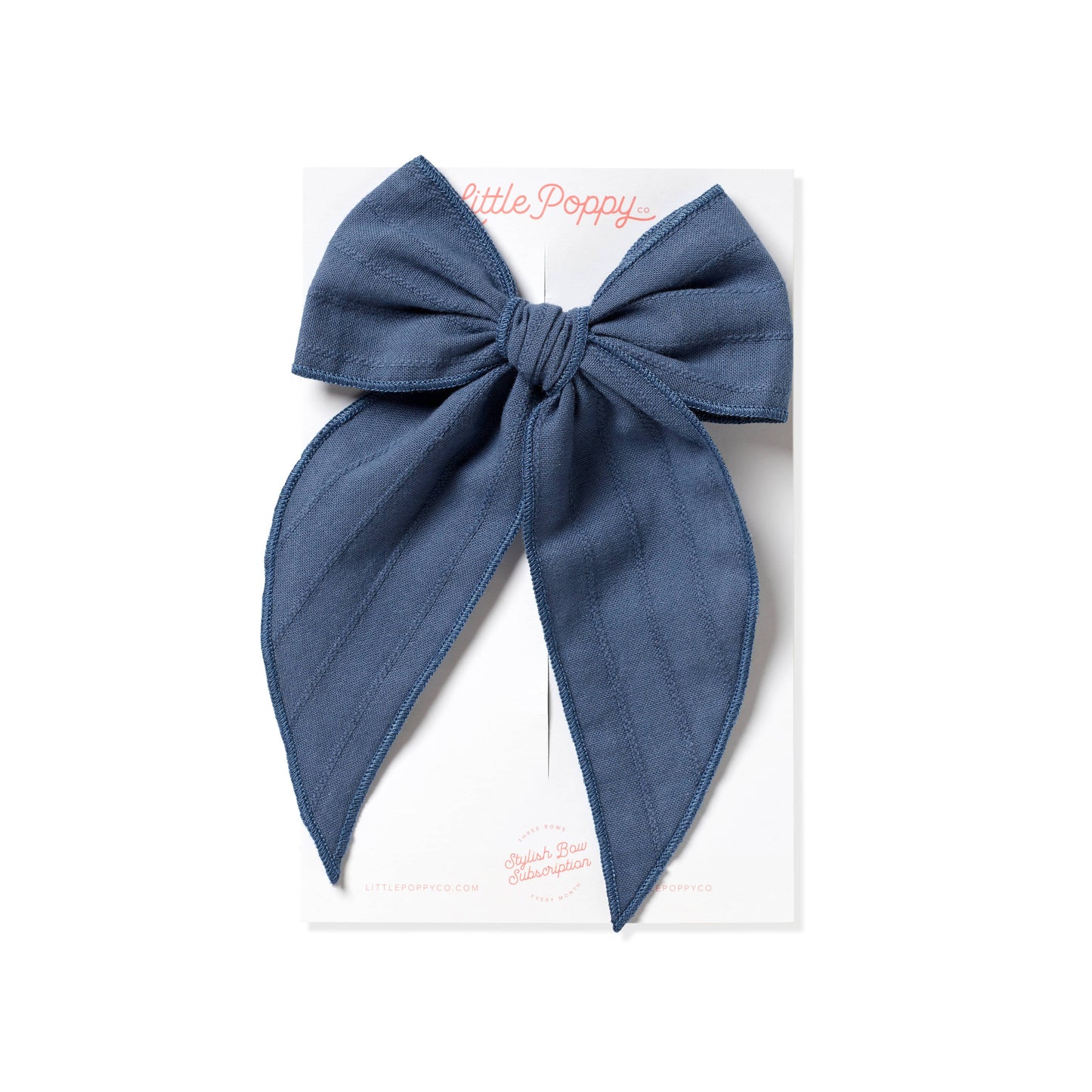 Denim Blue - Embroidered Stripe Claire Bow: Original Nylon