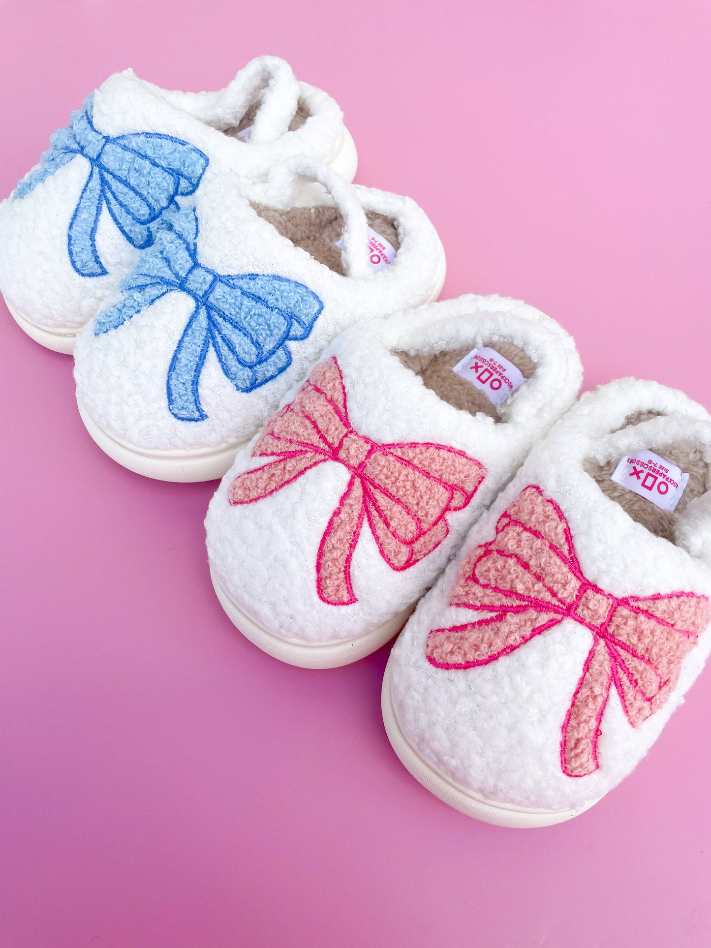 Toddler/Kids Blue Bow Slippers: Large