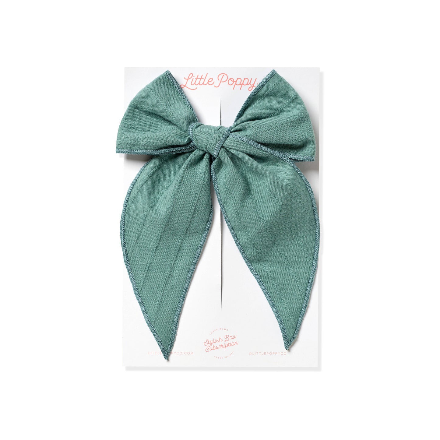 Teal - Embroidered Stripe Claire Bow: Oversized Clip