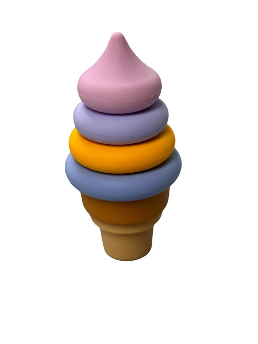 Silicone Stacking Ice Cream Teether BPA Free: Lavender Fog