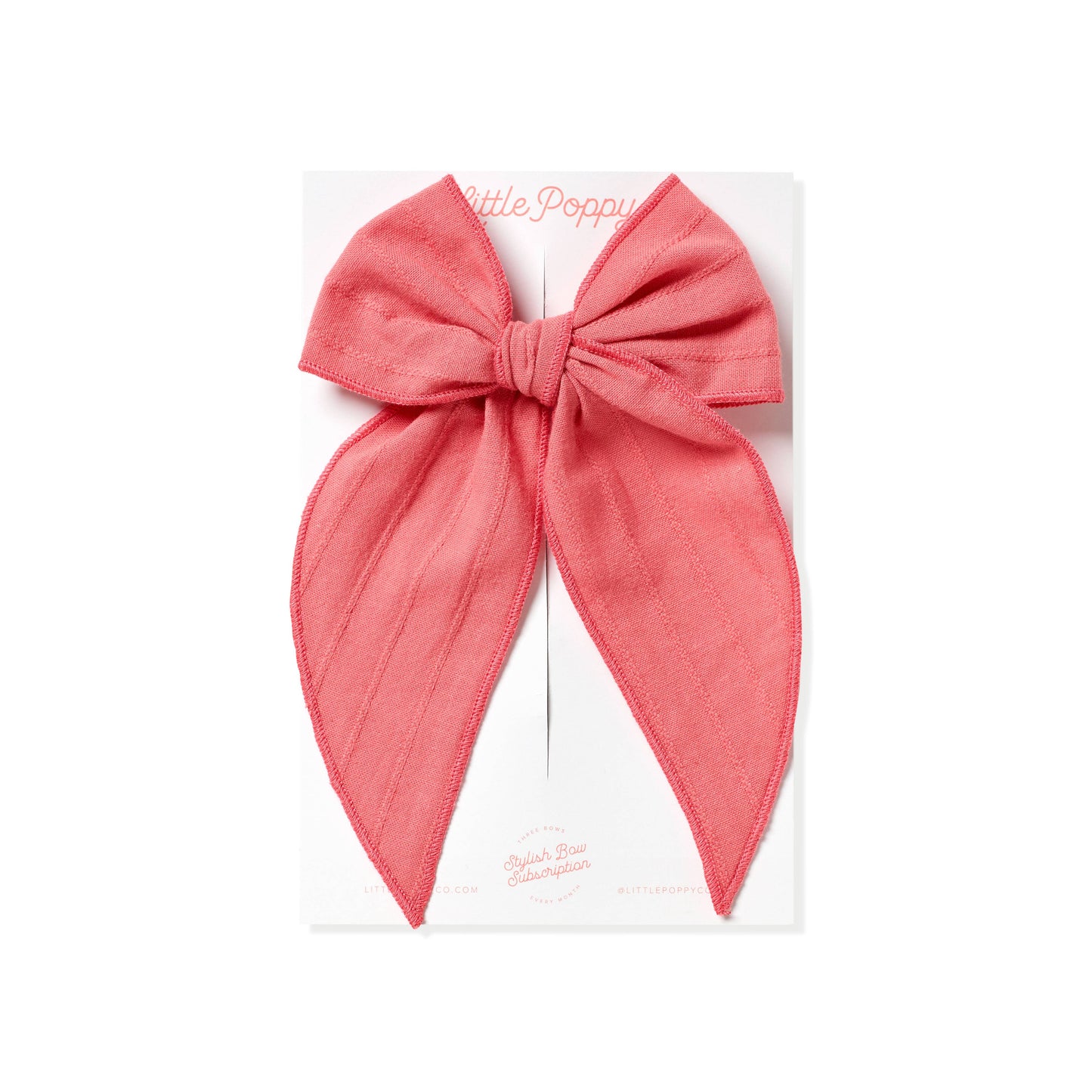 Antique Coral - Embroidered Stripe Claire Bow: Oversized Clip