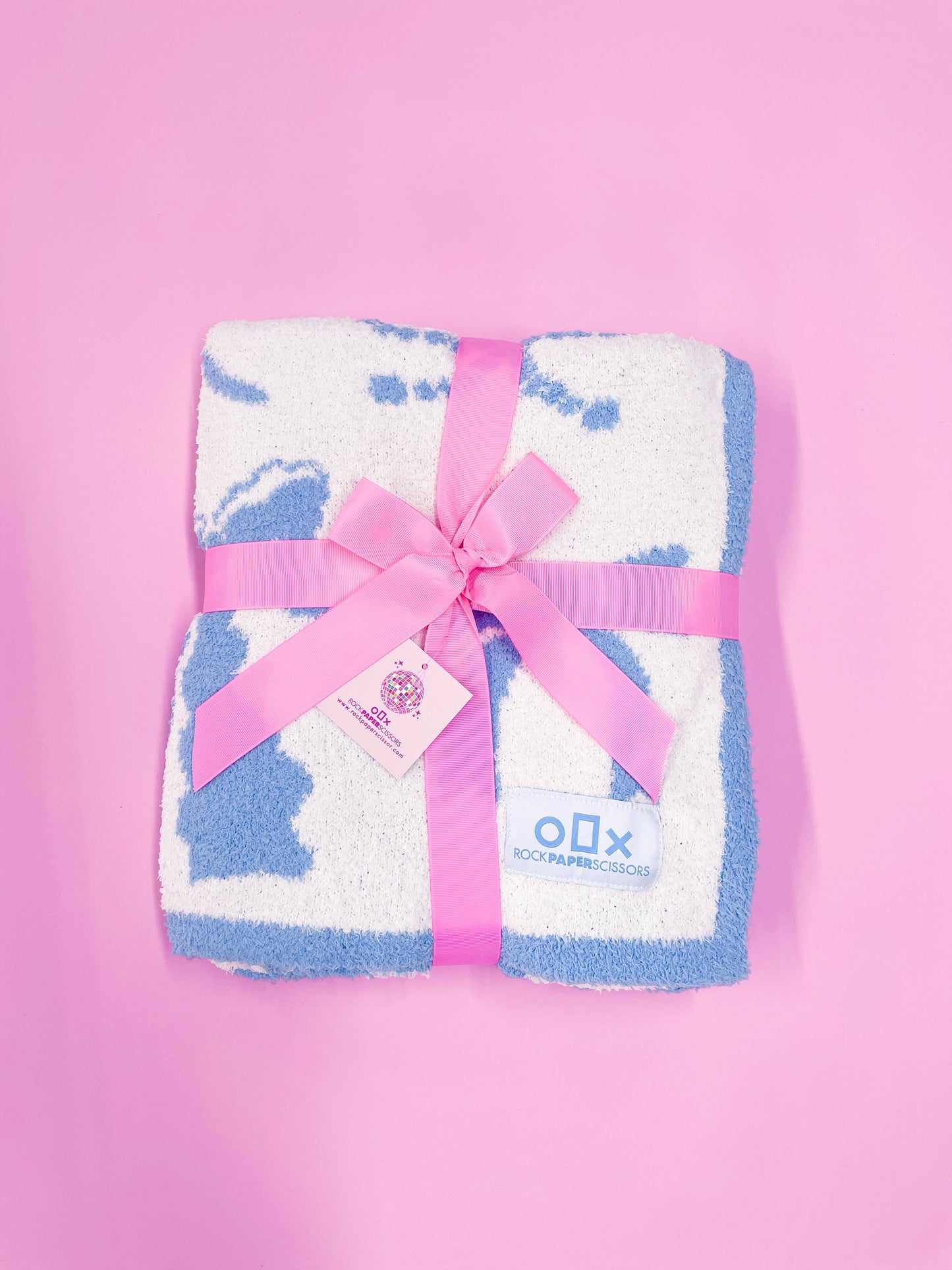 Cozy Blue Bow Luxury Throw Blanket