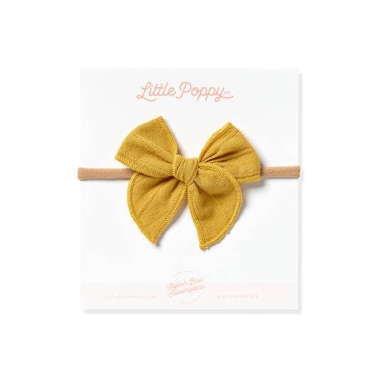 Mustard - Embroidered Stripe Claire Bow: Mini Nylon