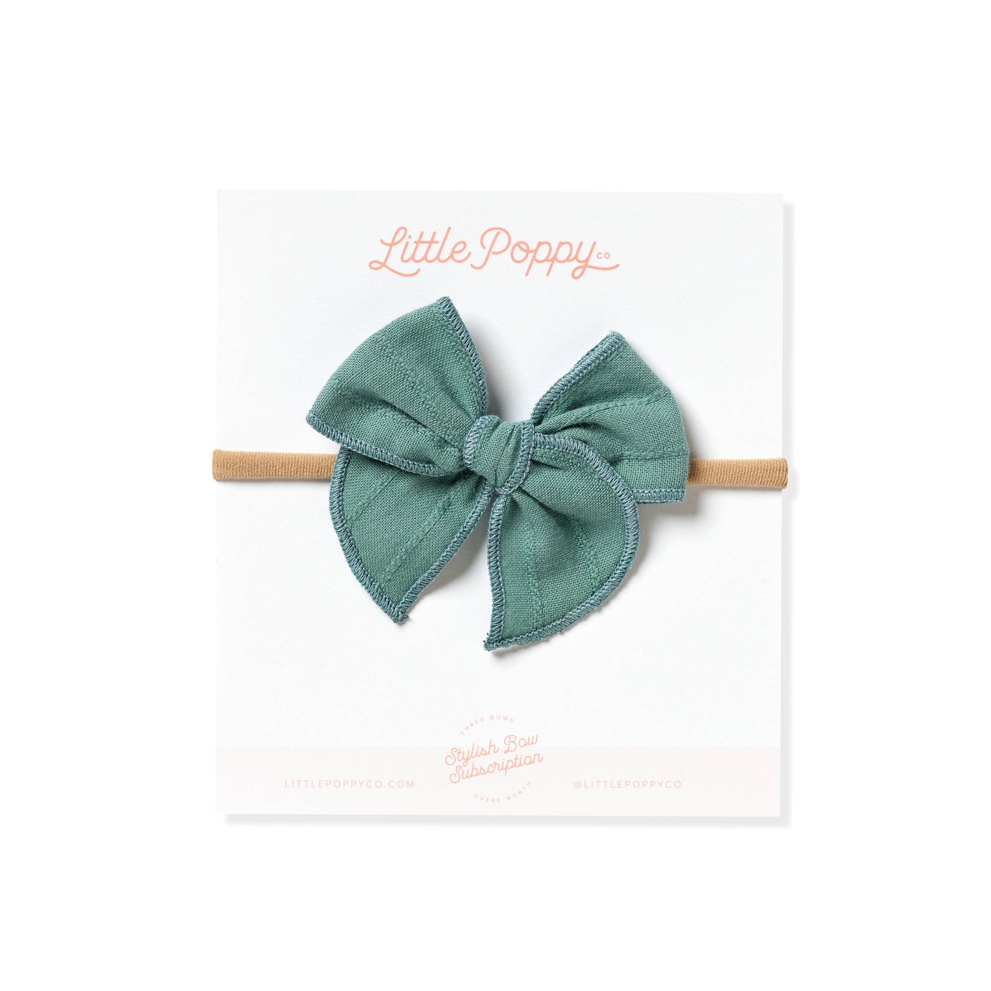 Teal - Embroidered Stripe Claire Bow: Oversized Clip