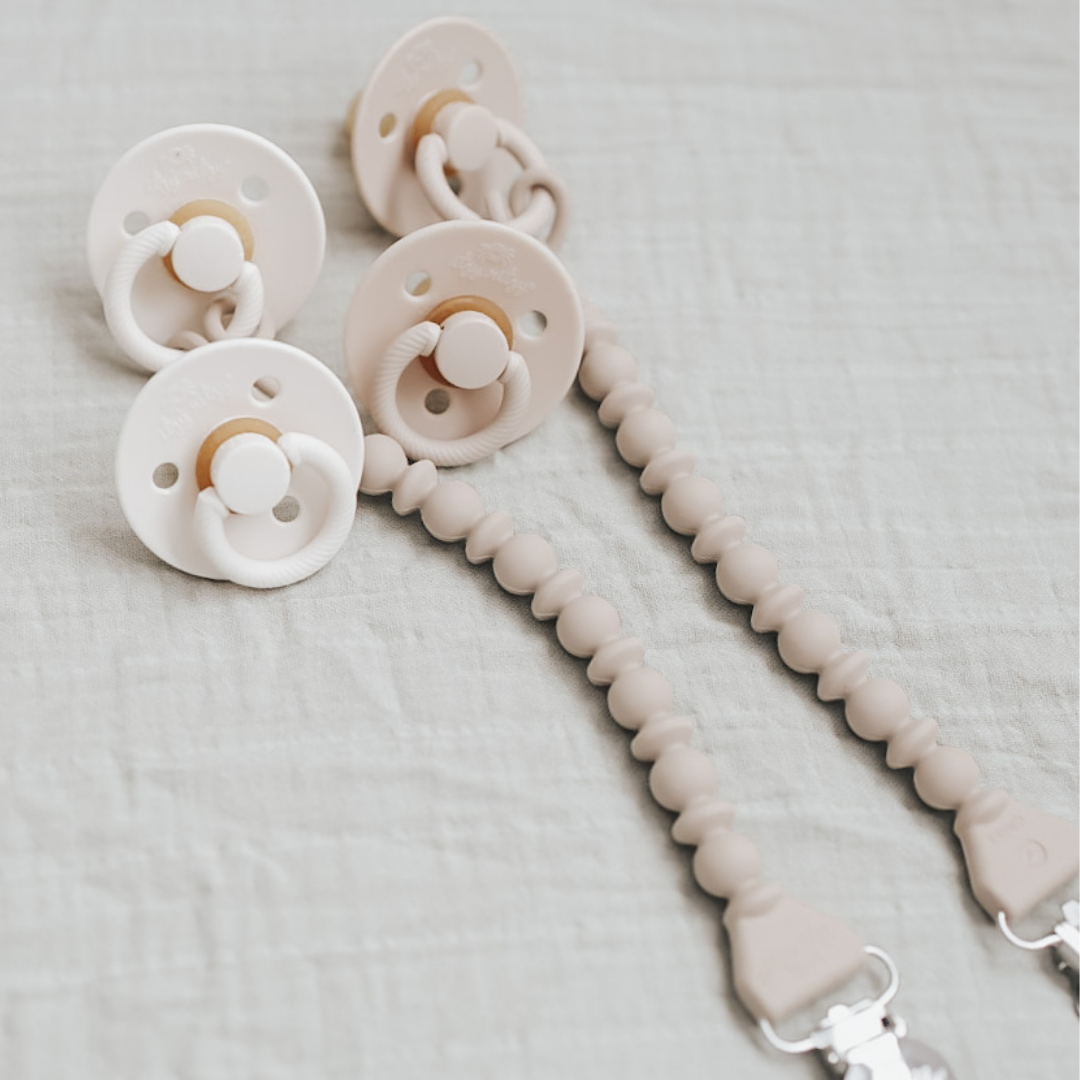 *NEW SIZE* Itzy Soother™ Natural Rubber Paci Sets: Coconut + Toast