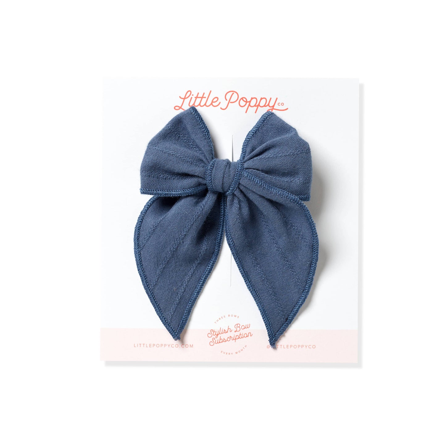 Denim Blue - Embroidered Stripe Claire Bow: Original Nylon