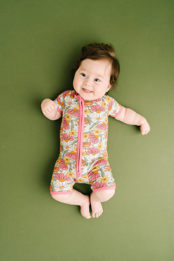 Bamboo One-Piece Shorts Romper- *Bump Friendly*